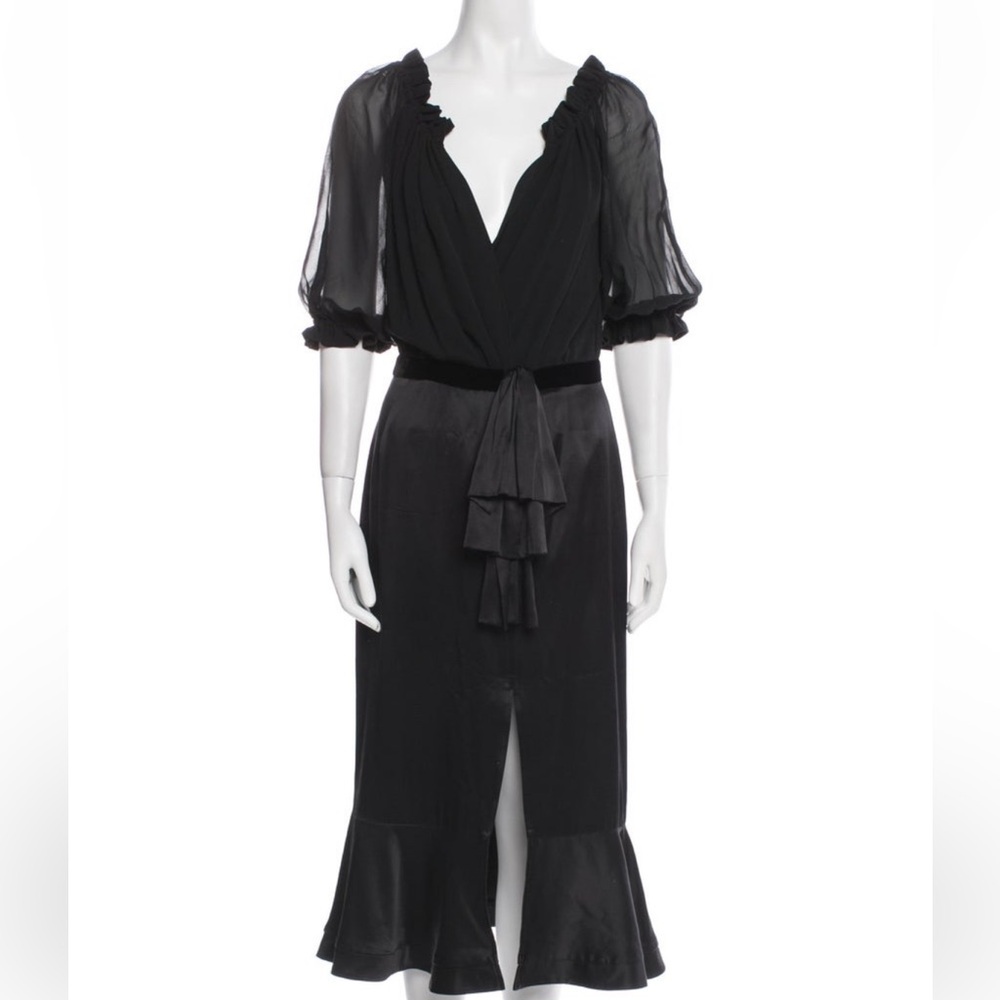 SALONI Black Silk Dress Size US 6 MIDI Length